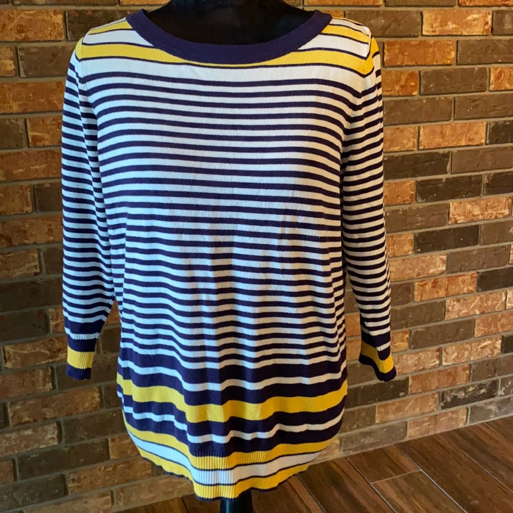 Size large navy and gold striped lightweight sweater
